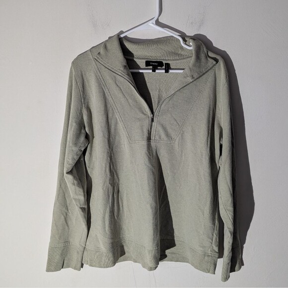 Theory Yoke Pullover Alpaca Fleece Quartet Zip Sweatshirt Women's Size Large - Picture 2 of 7